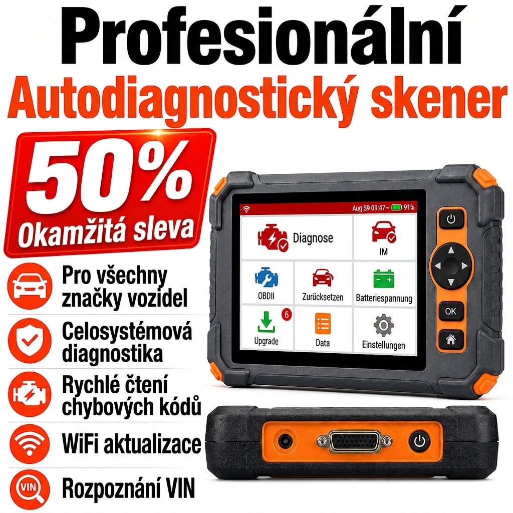 Profesionální autodiagnostický přístroj OBD2 – skener všech systémů